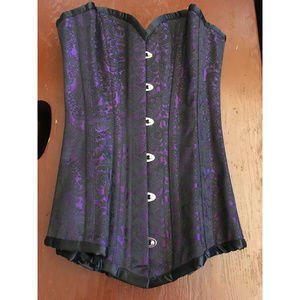 Purple and Black Steel Boned Overbust Corset